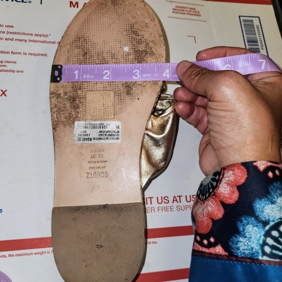 SCHUTZ Metallic Espadrille Slide Sandals Soft Gold Size 37. - Picture 13 of 16